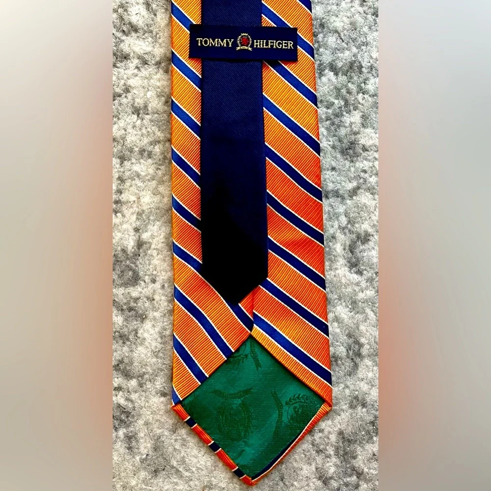SOlD Vintage Tommy Hilfiger Orange & Blue Tie SOLD - Picture 3 of 3
